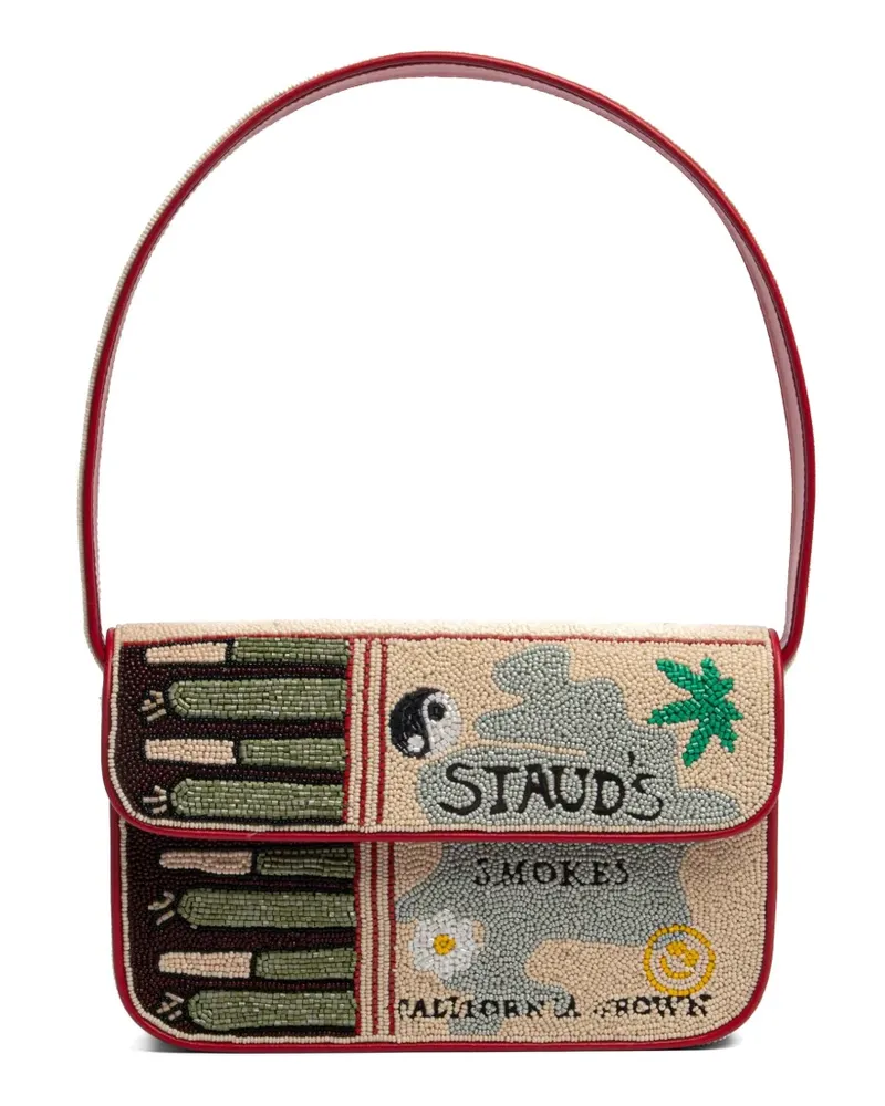 STAUD Tommy Schultertasche mit Perlen - Nude Nude