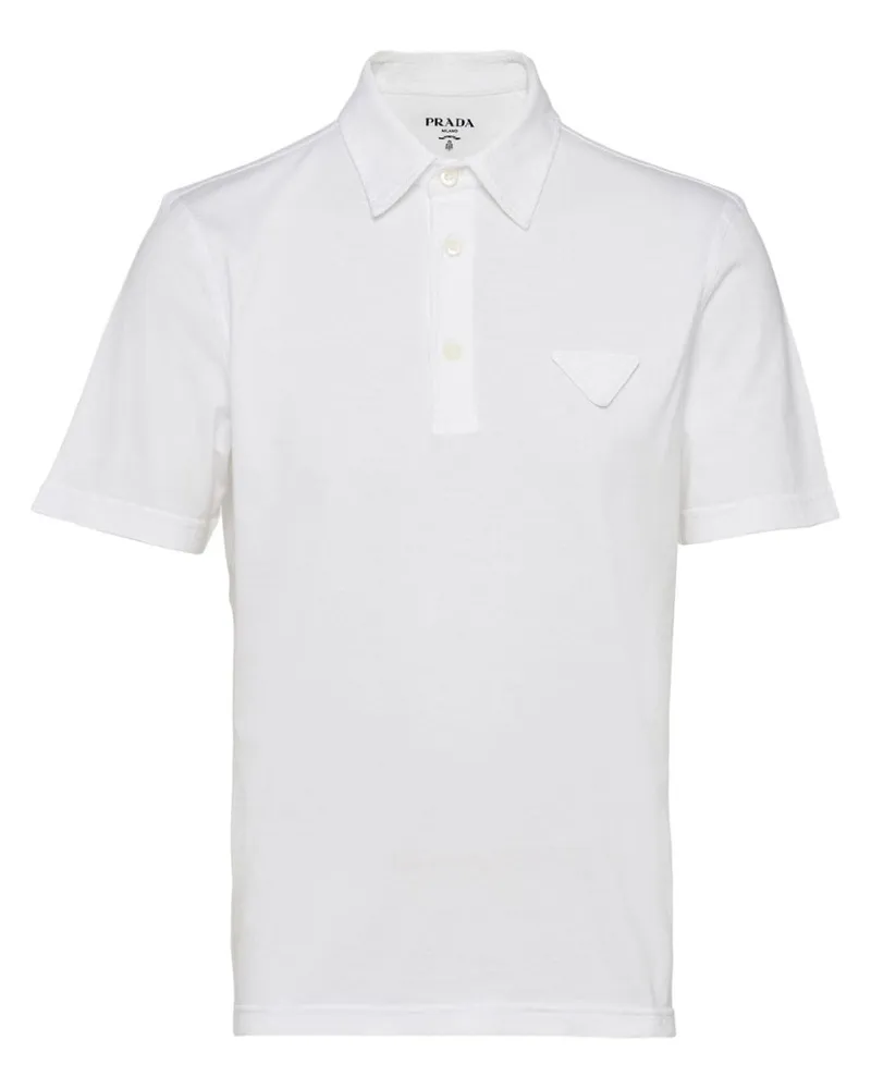 Prada Poloshirt mit Logo-Patch - Weiß Weiß