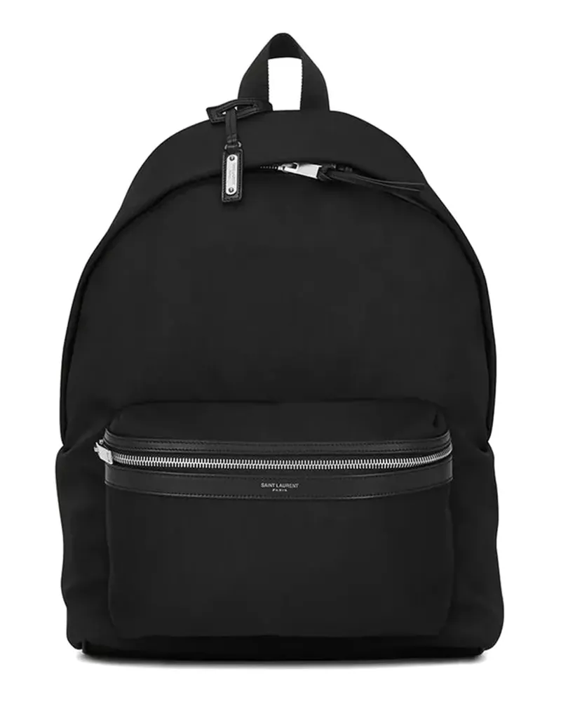 Saint Laurent City Rucksack mit Lederbesatz - Schwarz Schwarz