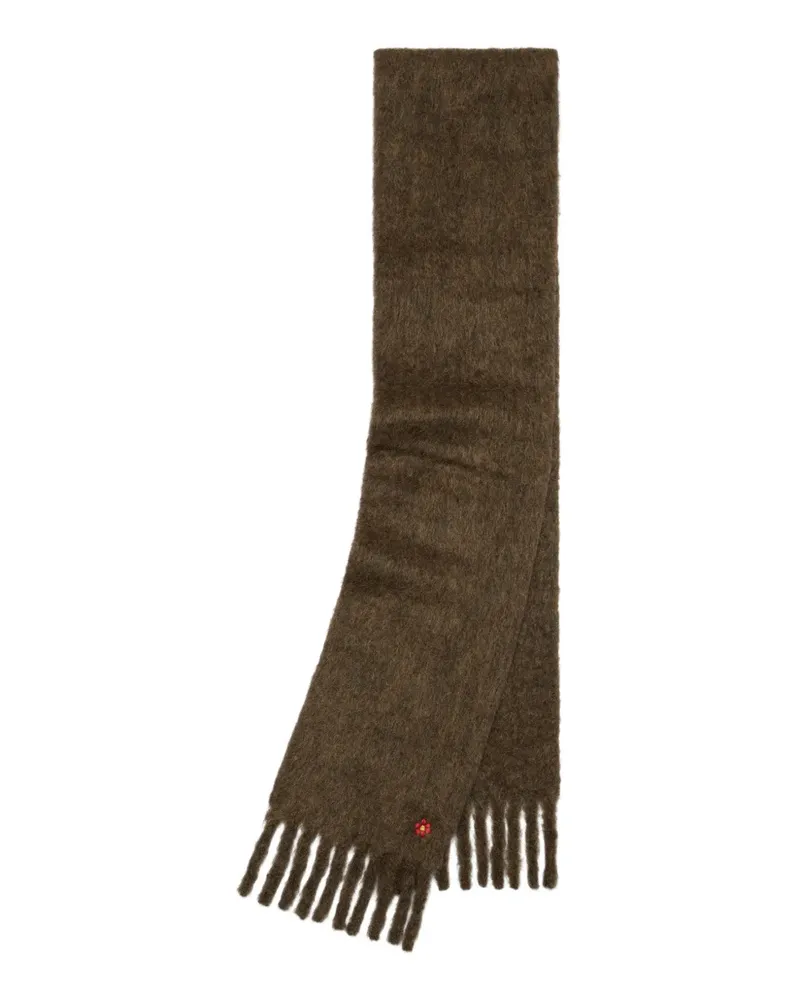 Tory Burch fringed floral-embroidered scarf - Braun Braun