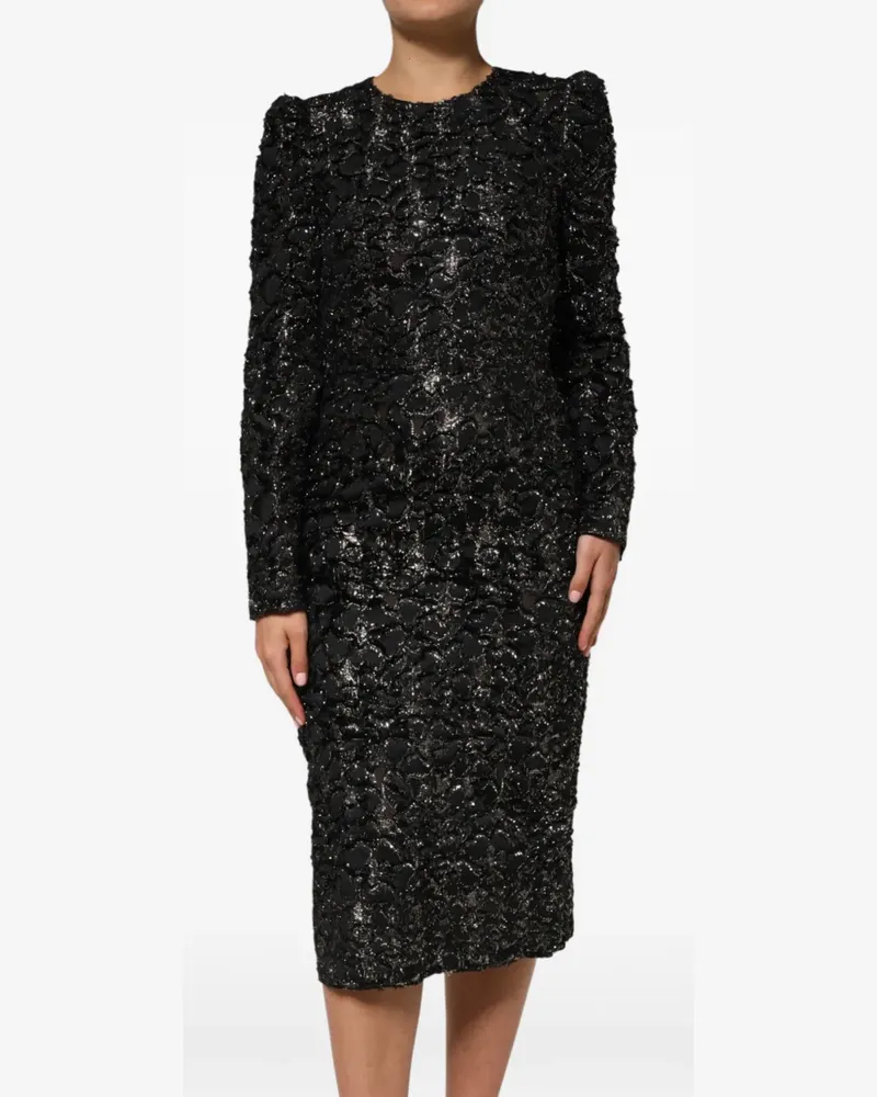 Dolce & Gabbana Boucle-Tweed-Midikleid mit Pailletten - Schwarz Schwarz