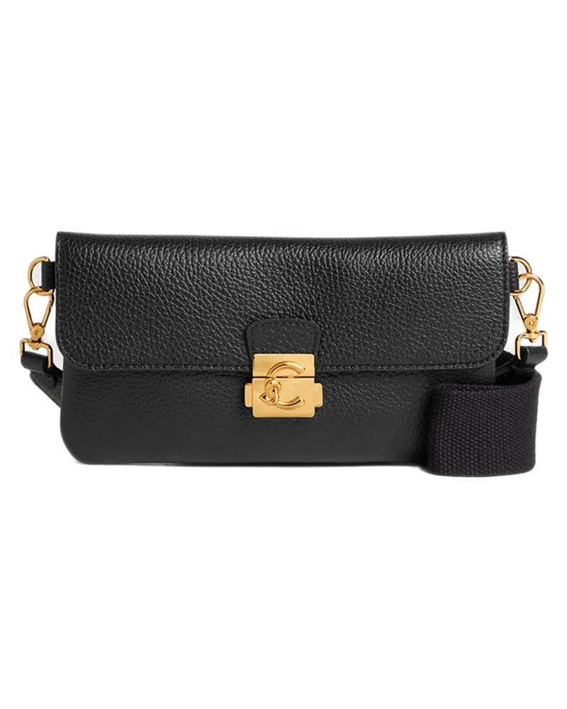 Coccinelle mini C-Me Lock logo-plaque pebbled-leather shoulder bag - Schwarz Schwarz