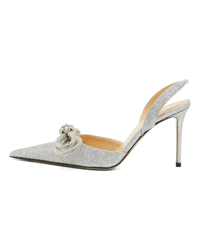 Mach & Mach Double Bow glitter slingback pumps - Silber Silber