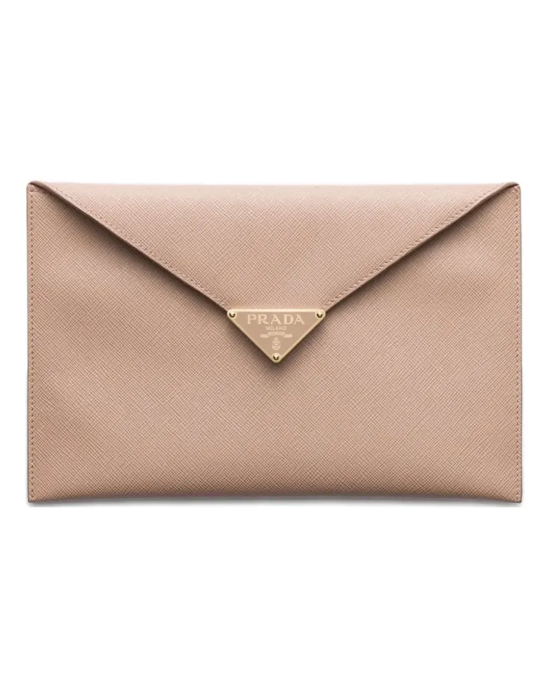 Prada Clutch in Kuvertform mit Druckknopfverschluss - Nude Nude