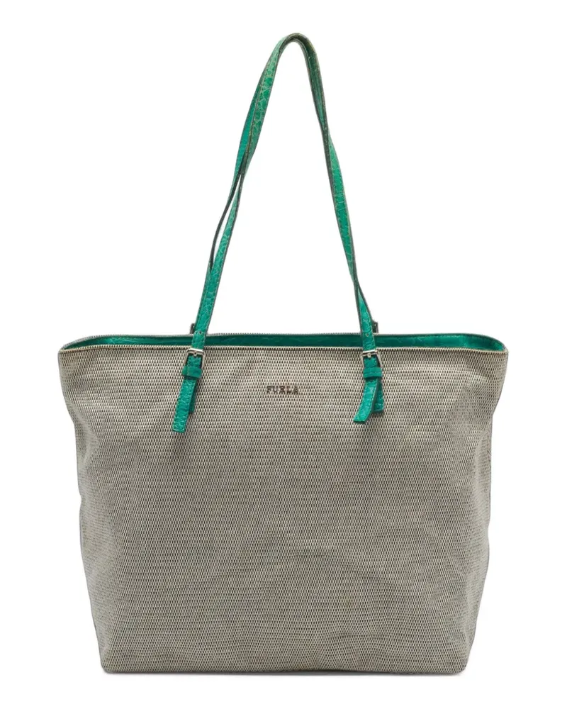 Furla croc-embossed canvas tote bag - Nude Nude