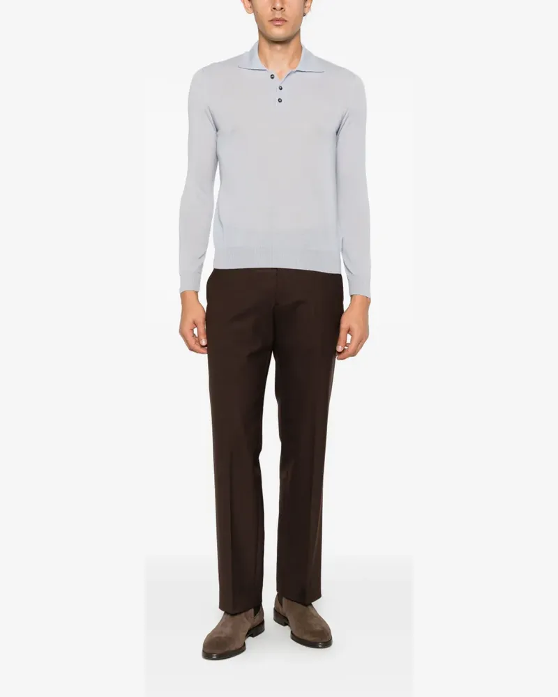 Slowear long-sleeve cashmere polo shirt - Blau Blau