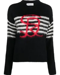 Sonia Rykiel Intarsien-Pullover mit Logo Schwarz