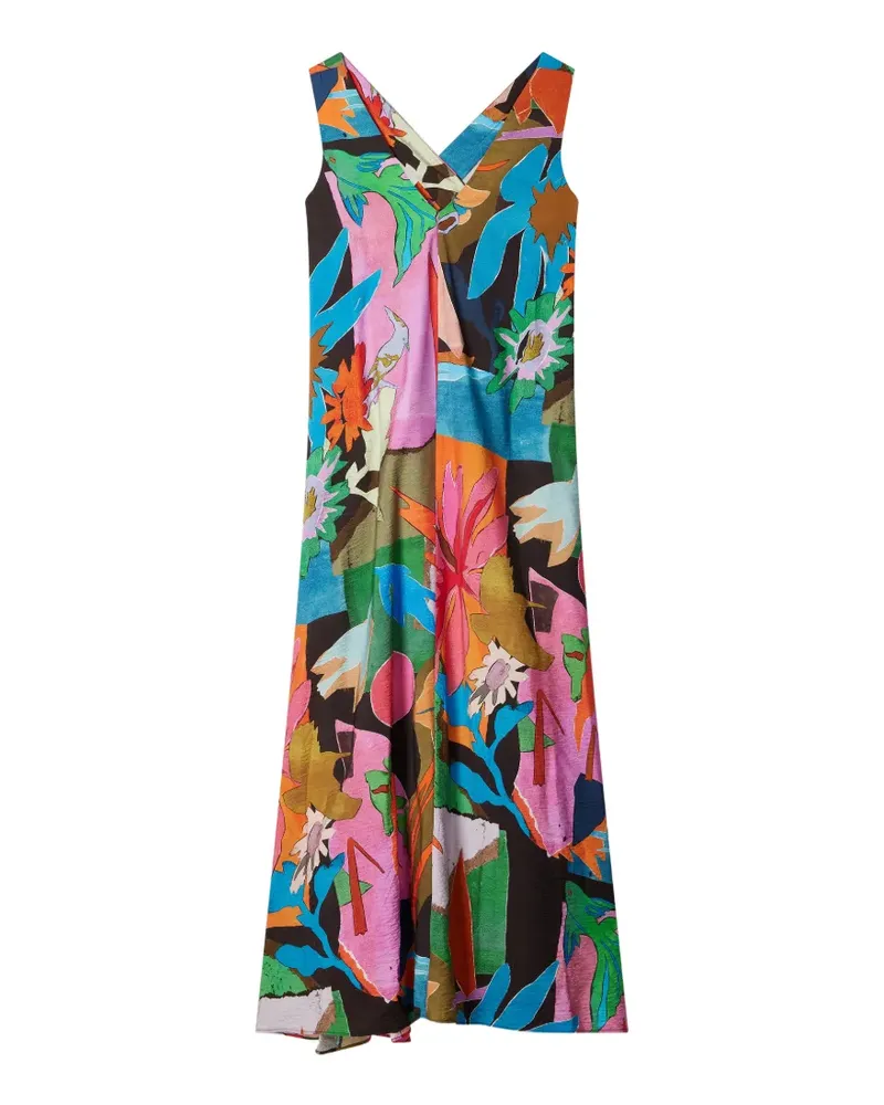 Paul Smith River Collage floral-print V-neck dress - Blau Blau