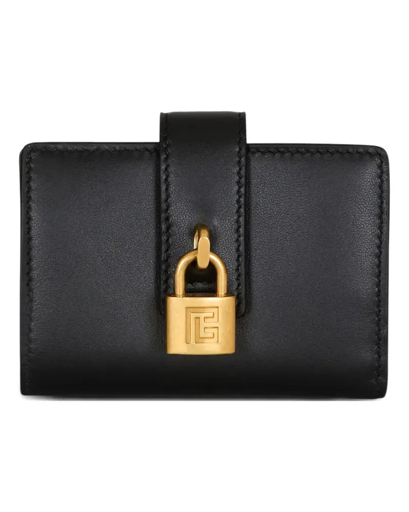 Balmain padlock leather wallet - Schwarz Schwarz