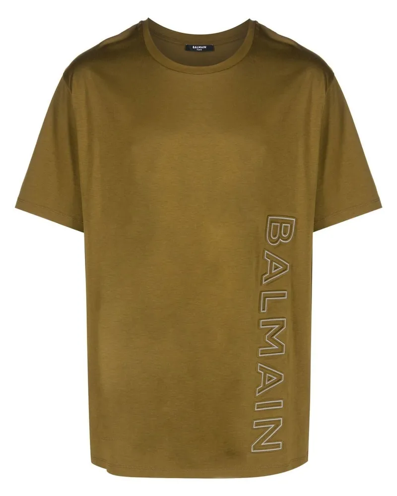 Balmain T-Shirt mit Logo - Grün Grün