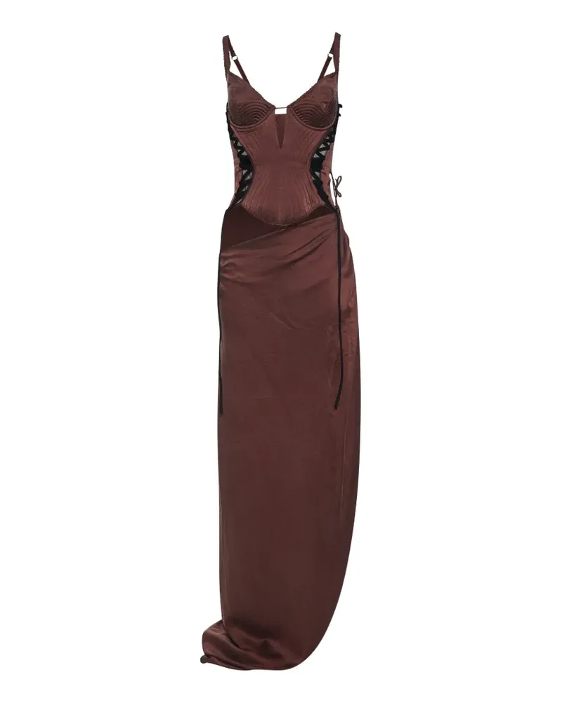 Maria Lucia Hohan Malena lace-up corset maxi dress - Braun Braun