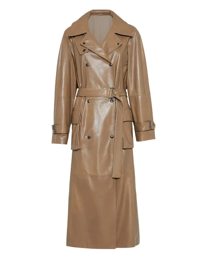 Brunello Cucinelli Trenchcoat aus Leder - Nude Nude