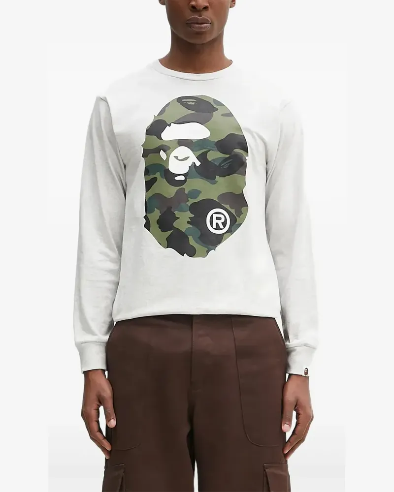 BAPE 1st Camo Big Ape Head Langarmshirt - Grau Grau