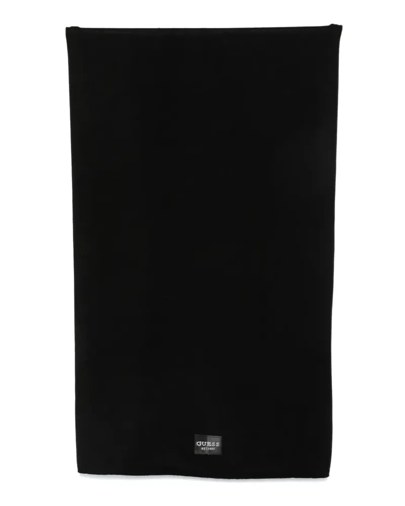 Guess logo-patch knitted scarf - Schwarz Schwarz