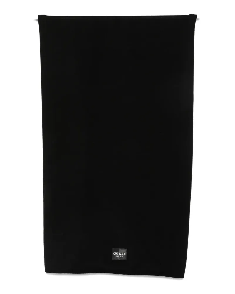 Guess logo-patch knitted scarf - Schwarz Schwarz