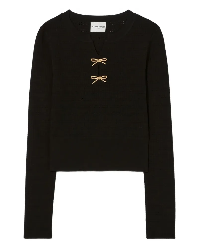 Claudie Pierlot Oberteil mit Schleife - B001 BLACK B001