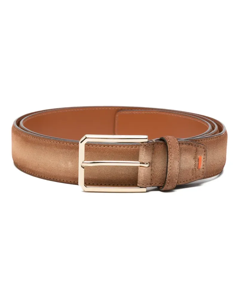 Santoni suede buckle-fastening belt - Nude Nude
