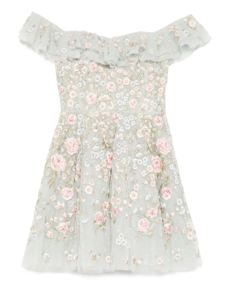 Needle & Thread Kleid mit Blumenstickerei - Blau Blau