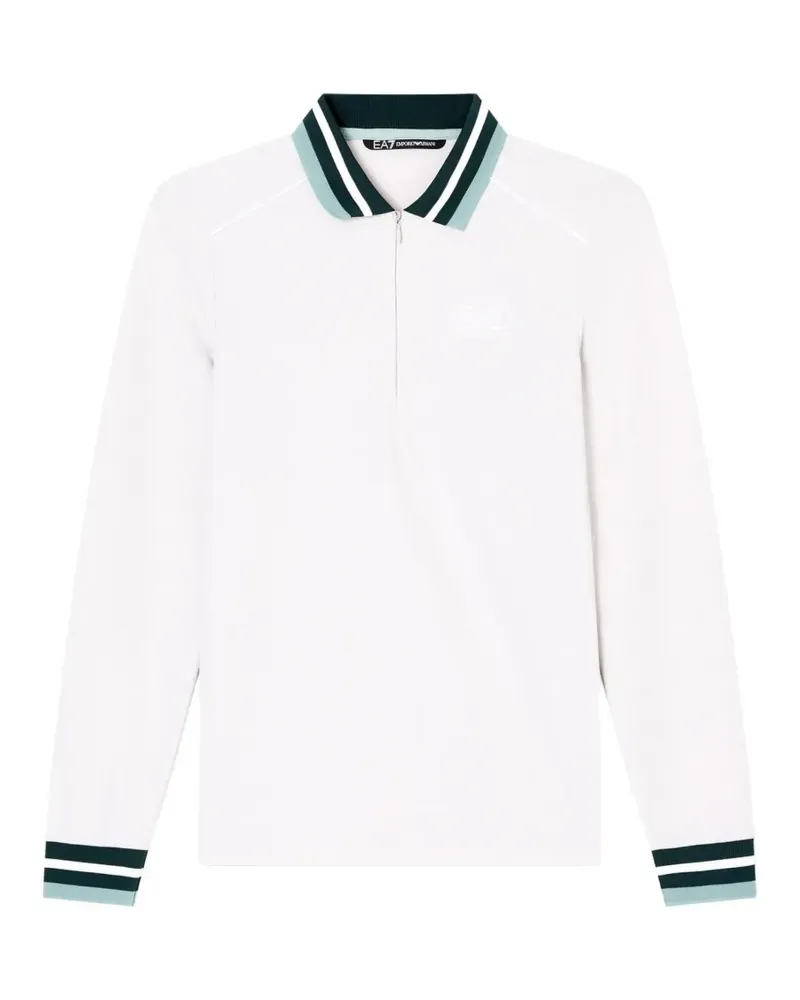 EA7 Golf Pro striped-trim zip-fastening polo top - Weiß Weiß