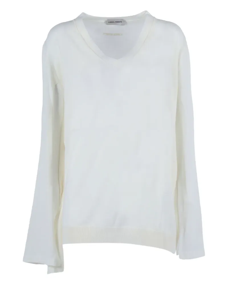 Alberta Ferretti V-neck long-sleeve sweater - Weiß Weiß