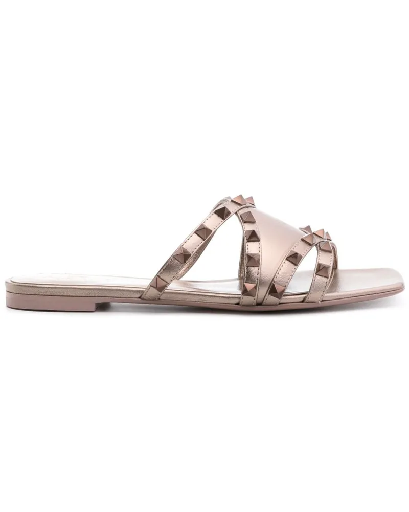 Valentino Garavani Rockstud Pantoletten im Metallic-Look - Gold Gold
