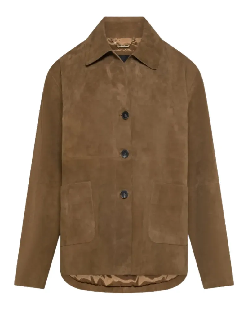Seventy suede-finish button-up jacket - Braun Braun