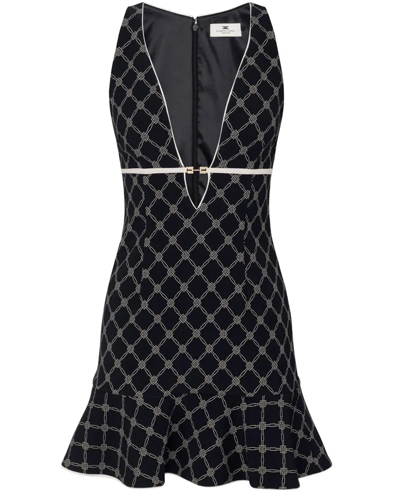 Elisabetta Franchi Kleid mit Rauten-Print - Schwarz Schwarz