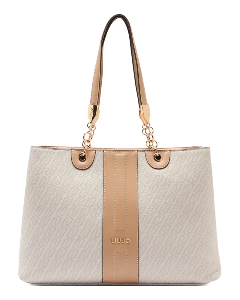 Liu Jo monogram logo drummed effect tote bag - Nude Nude