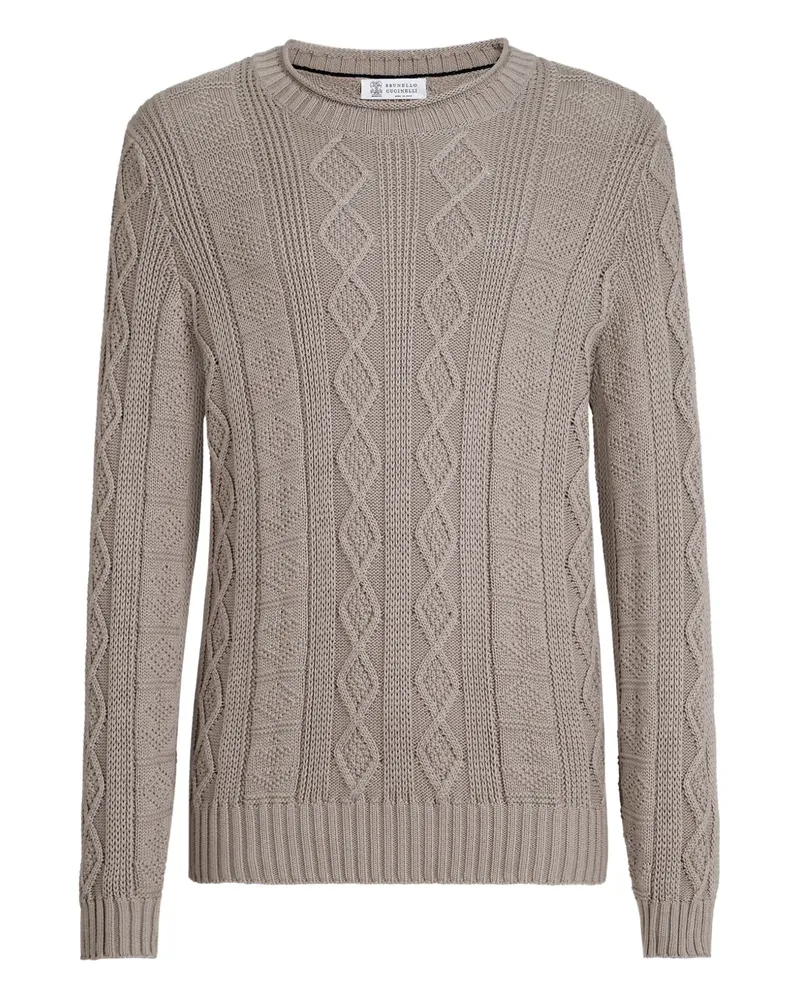 Brunello Cucinelli Fisherman's Pullover mit Zopfmuster - Nude Nude