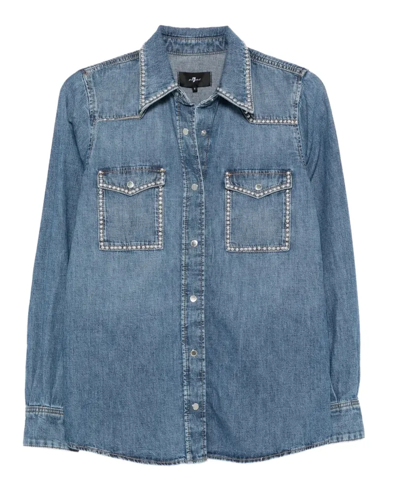 7 for all mankind Jeanshemd mit Nieten - Blau Blau
