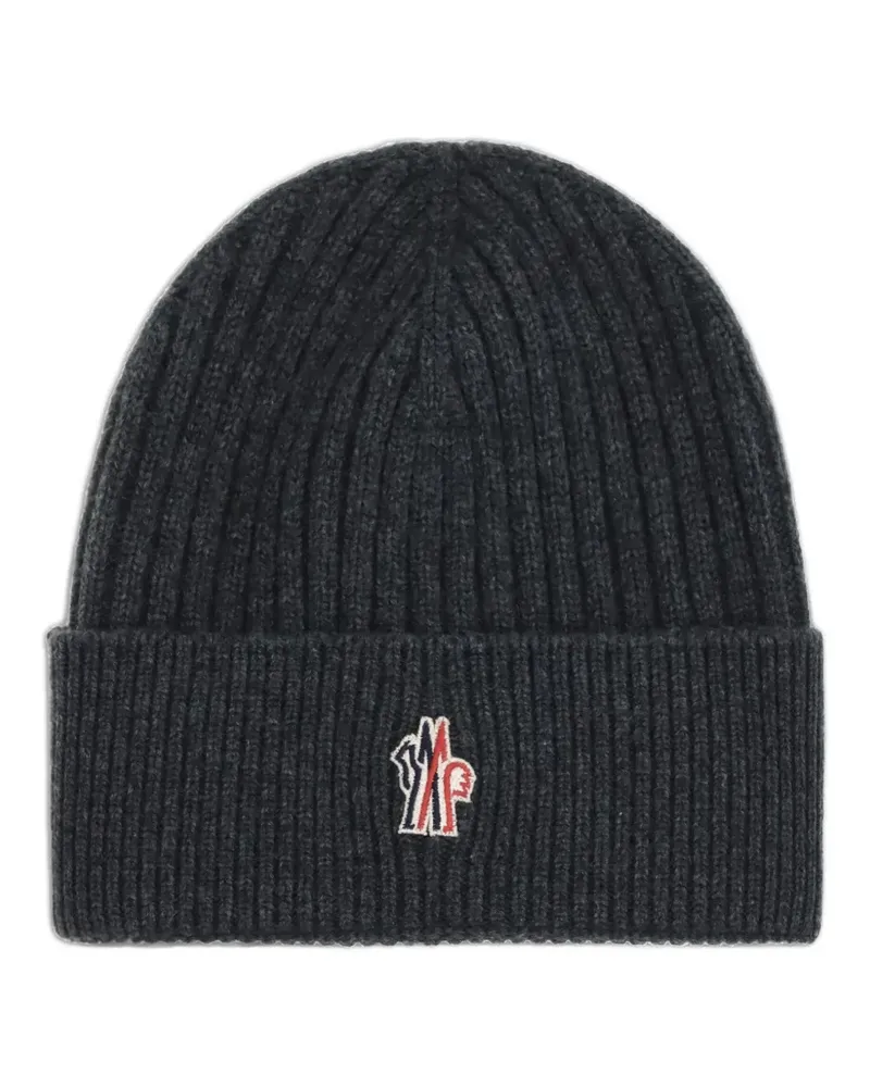 Moncler ribbed logo-patch beanie hat - Grau Grau