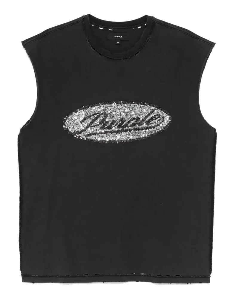 PURPLE BRAND sequin-embellished textured tank top - Schwarz Schwarz
