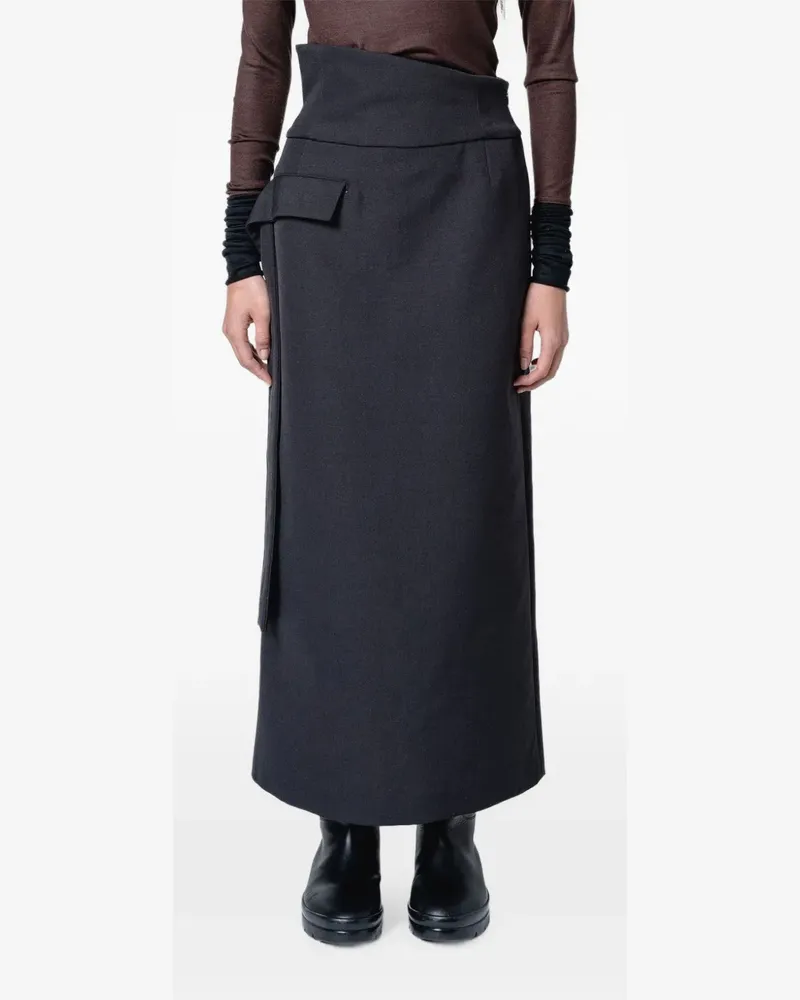 Muller of Yoshiokubo high-waisted flap-pocket maxi skirt - Schwarz Schwarz