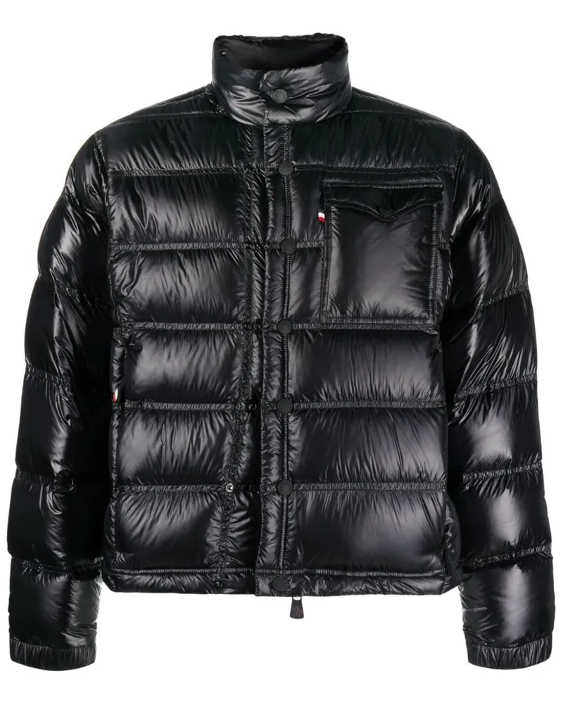 Moncler Gefütterte Jacke mit Logo-Patch - Schwarz Schwarz