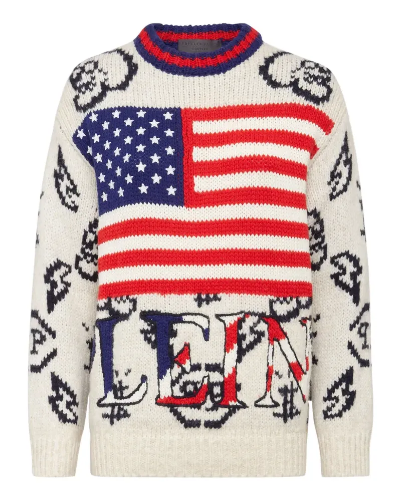 Philipp Plein Alpaca wool USA Pullover Round Neck LS - Nude Nude