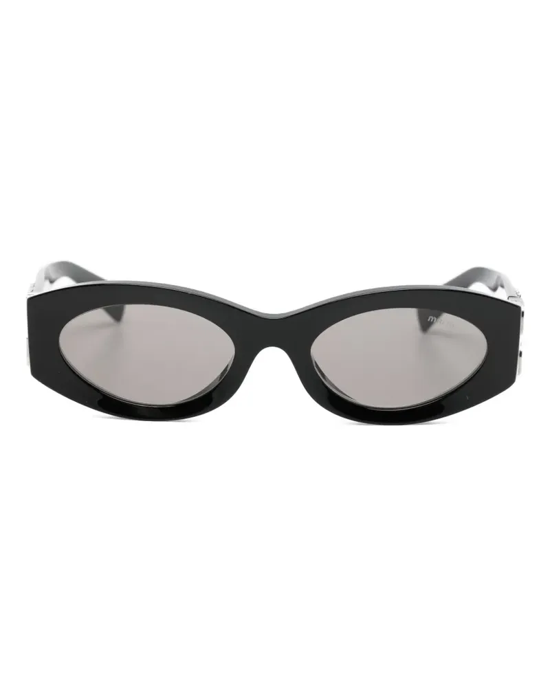 Miu Miu Sonnenbrille mit Logo-Schild - Schwarz Schwarz