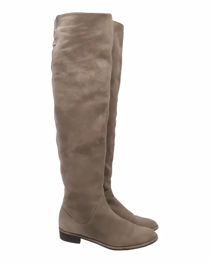 Stuart Weitzman 2010s knee-high suede boots - Nude Nude