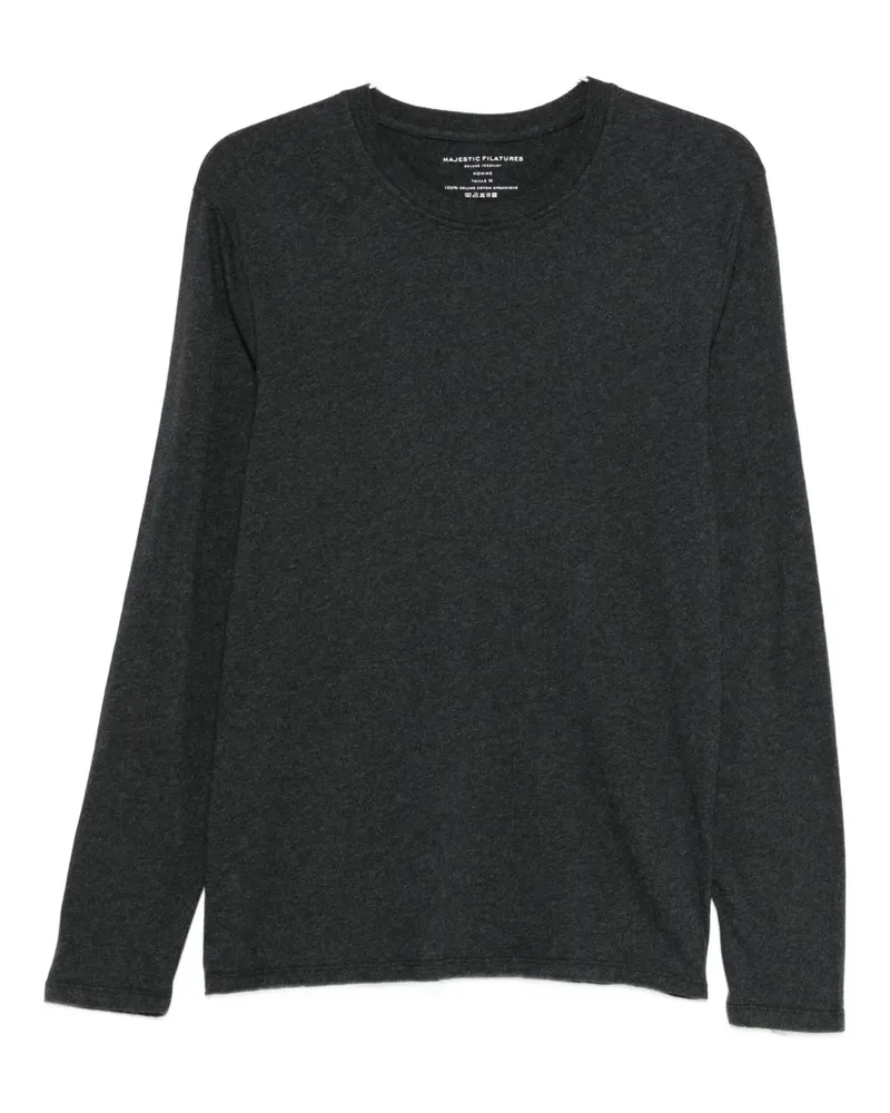 Majestic Klassisches Langarmshirt - Schwarz Schwarz