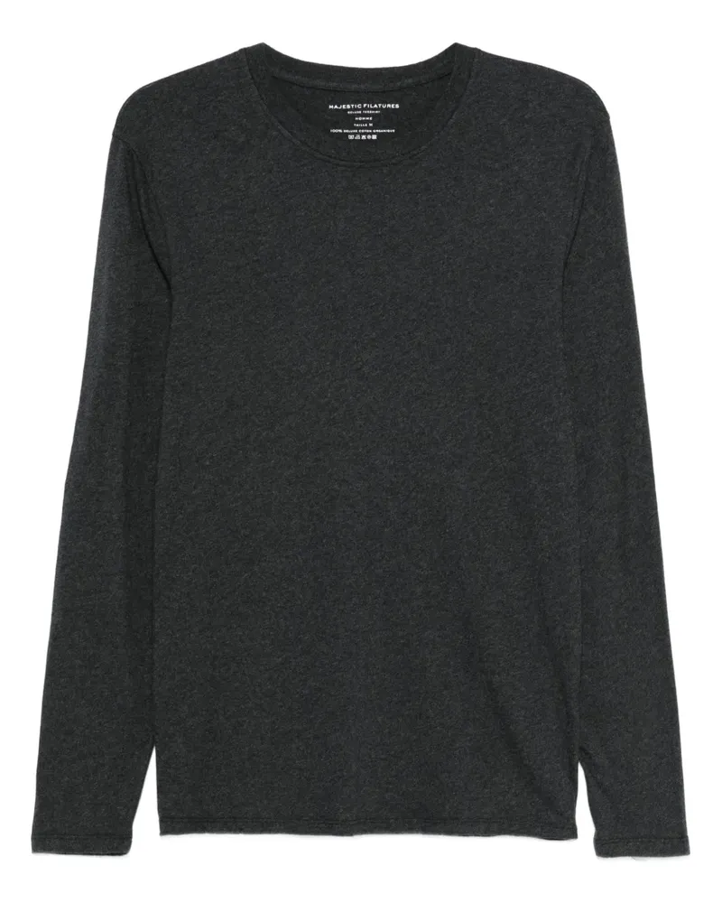 Majestic Klassisches Langarmshirt - Schwarz Schwarz