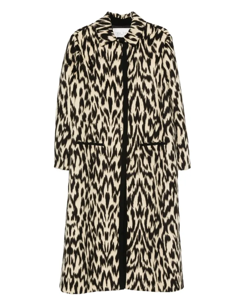 forte_forte Mantel mit Animal-Print - Schwarz Schwarz