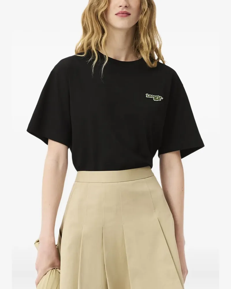 Lacoste T-Shirt mit Logo-Stickerei - Schwarz Schwarz