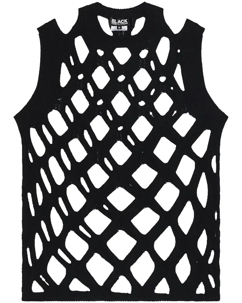 Comme des Garçons Oberteil in Lochstrick - Schwarz Schwarz
