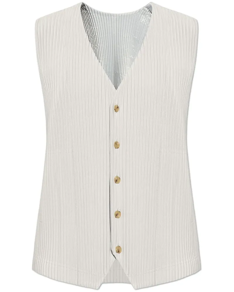 Issey Miyake Plissierte Weste mit V-Ausschnitt - Grau Grau