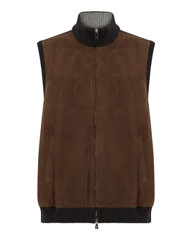 Fedeli suede-panelled cashmere gilet - Braun Braun