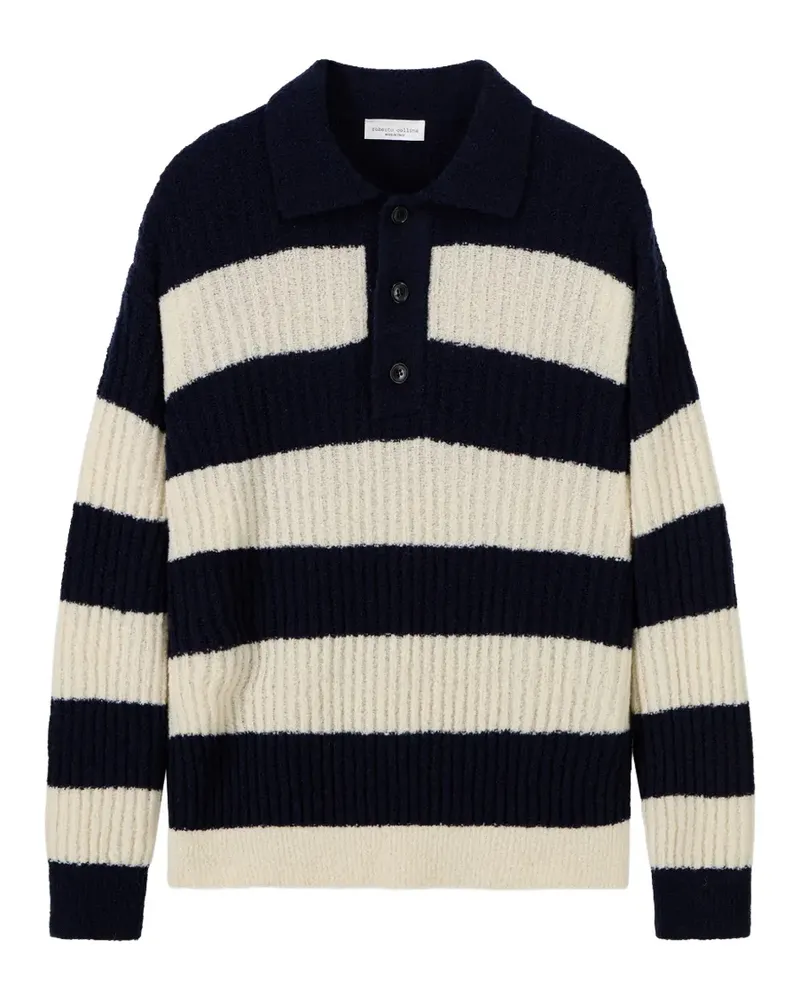 Roberto Collina striped ribbed-knit polo shirt - Blau Blau