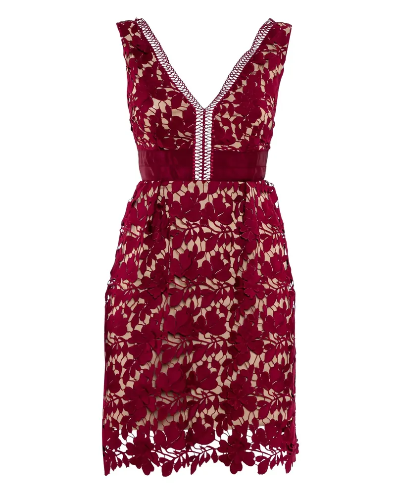 Self-Portrait Minikleid aus Spitze mit Blumenmuster - Rot Rot