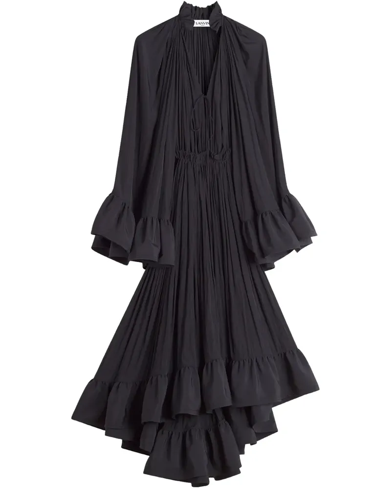 Lanvin Gerüschtes Midikleid - Schwarz Schwarz