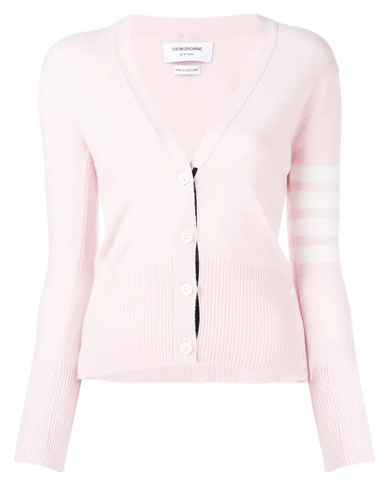 Thom Browne Kaschmircardigan mit Logo-Streifen - Rosa Rosa