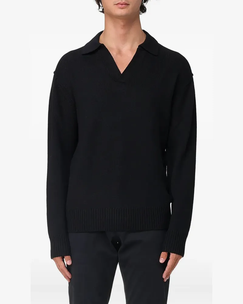 Paolo Pecora Milano Pullover mit V-Ausschnitt - Schwarz Schwarz