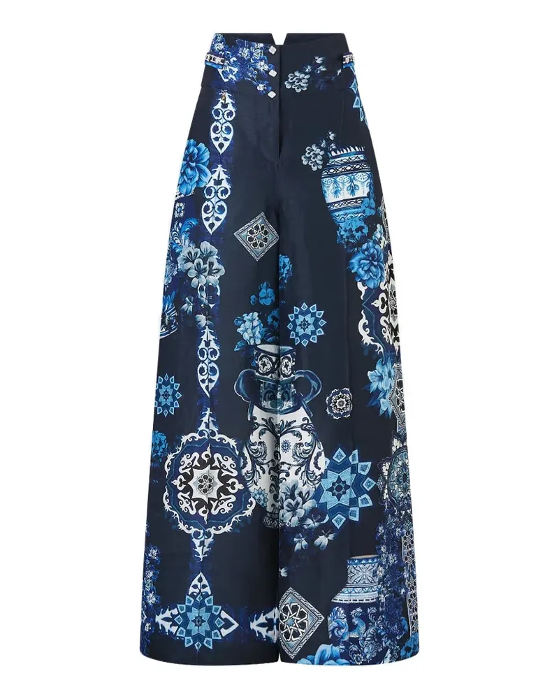 Camilla A tiled wonderland trousers - Blau Blau